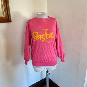 VTG 80 90 PASTA pink Crewneck Sweater Sweatshirt Padded Soft Funky Med Soft
